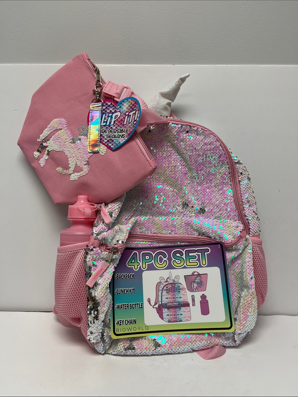 Blowfish Pink Sequin Unicorn 4pc Kids Backpack Set